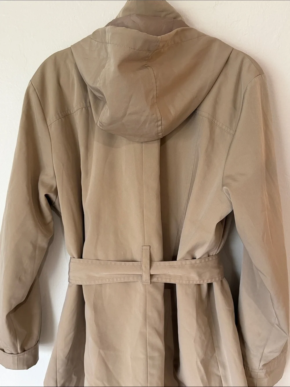 Basic Editions Khaki Trench Coat with Red Lining - Picture 4 of 4